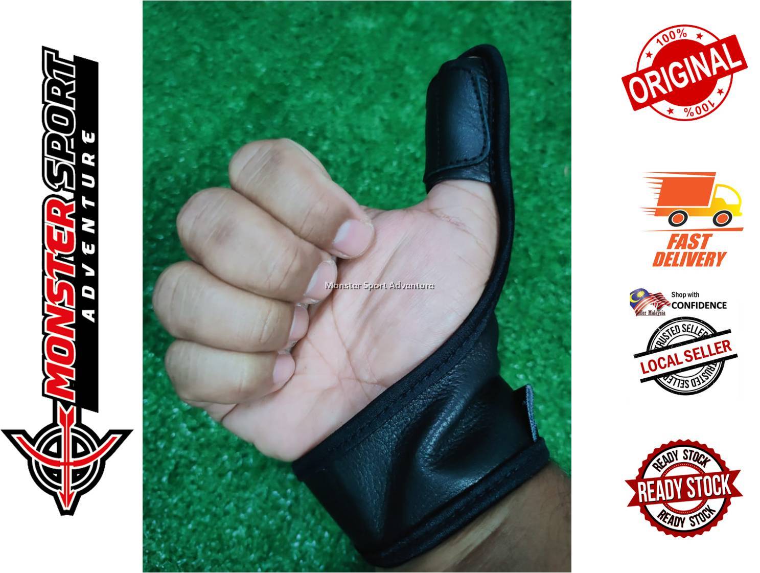 Buck Trail Archery Leather Thumb Guard With Leather Strap Protection