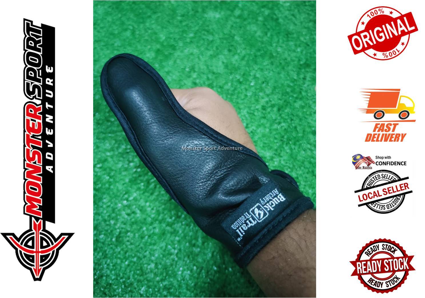 Buck Trail Archery Leather Thumb Guard With Leather Strap Protection