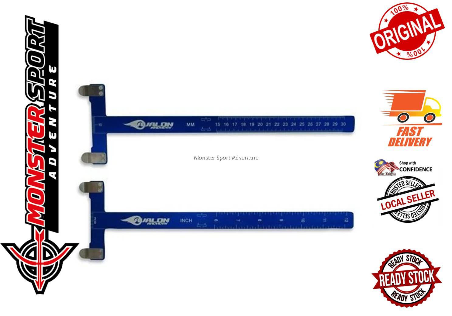 Avalon Archery Bow Squares Gauges Alum with Anodised Inches and Metric