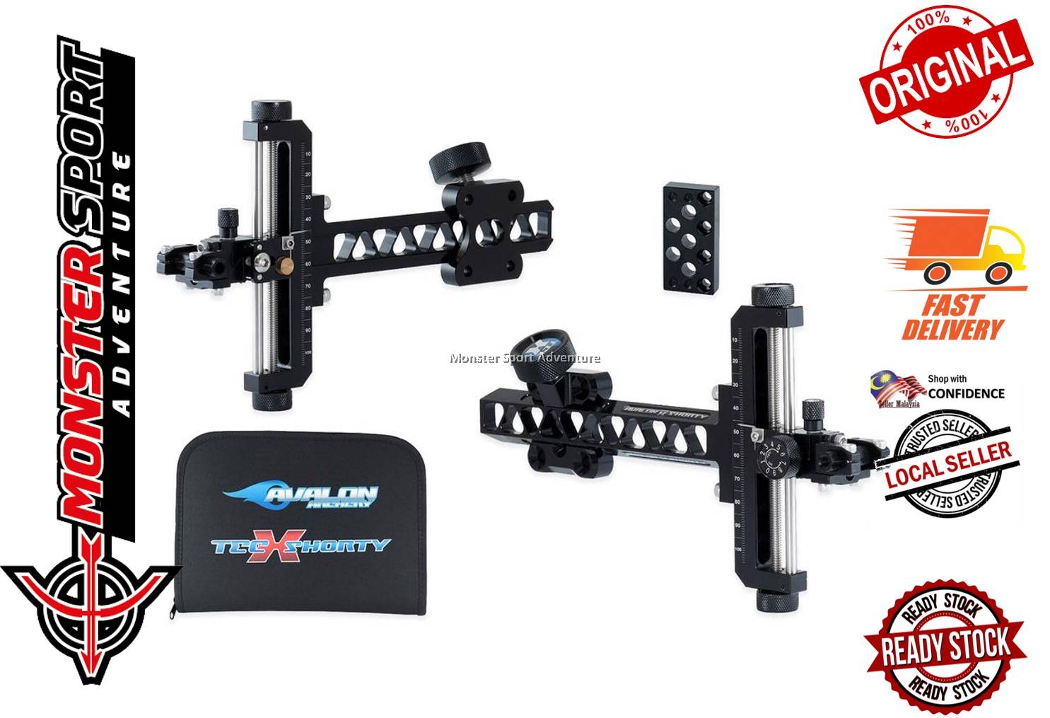 Avalon Archery Compound Bow Target Sights Shorty Tec X with Soft Case
