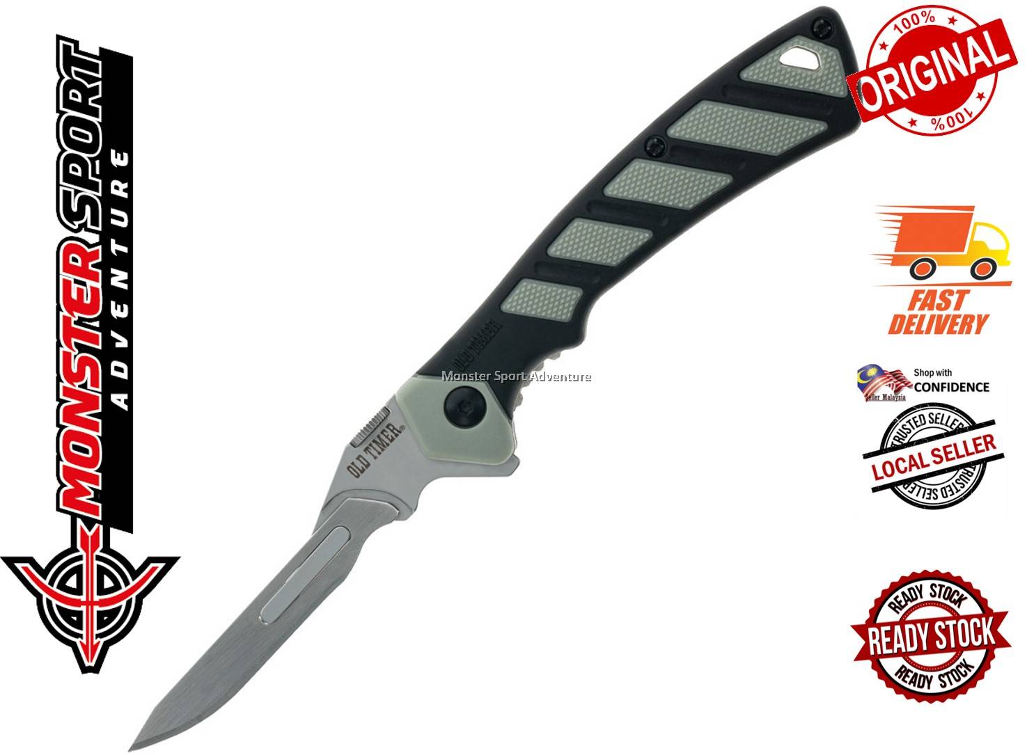 Schrade Old Timer Replaceable Blade Folding Knife, FRN Handles with TPE Rubber Overmold