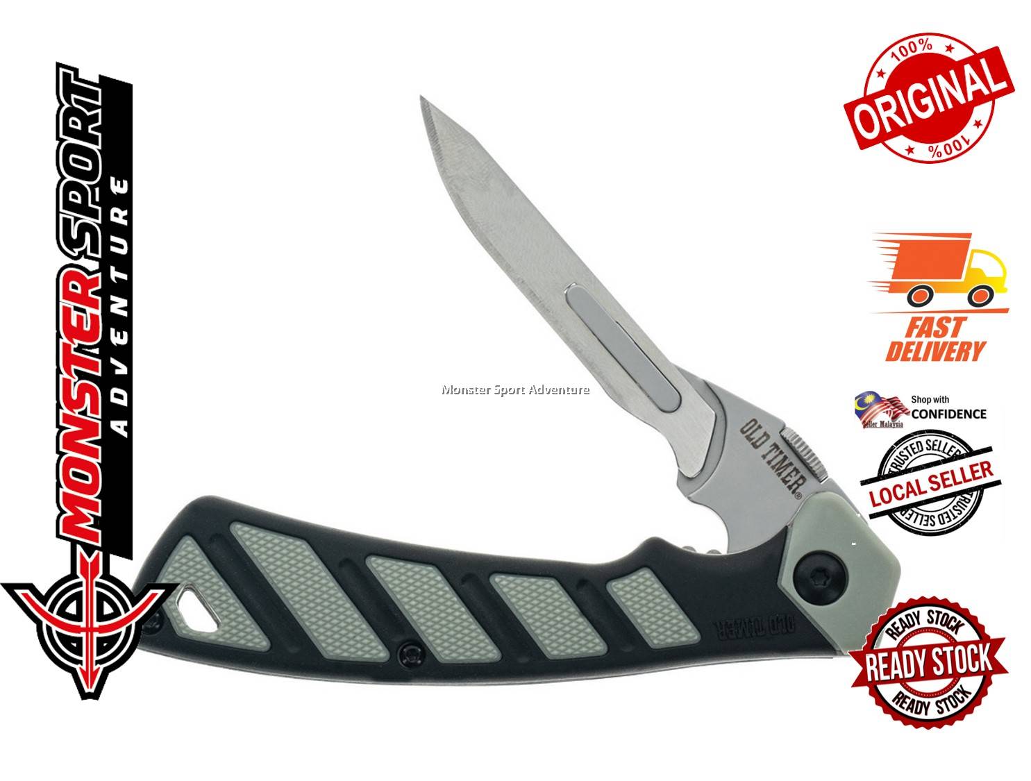 Schrade Old Timer Replaceable Blade Folding Knife, FRN Handles with TPE Rubber Overmold