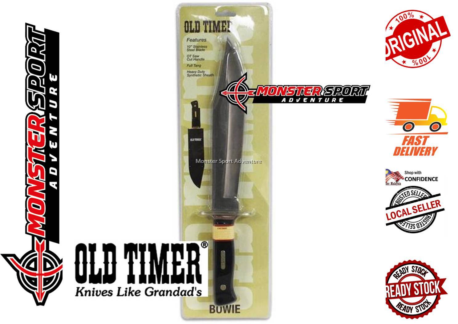 Schrade Old Timer Bowie Fixed Blade Knife SCHP1105594