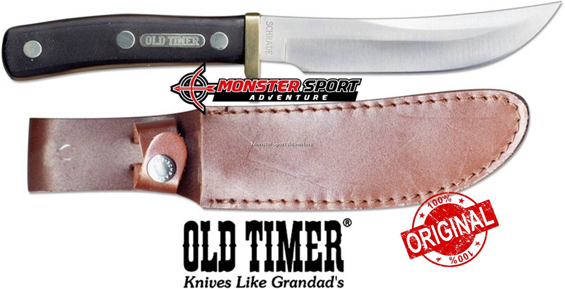 Schrade Old Timer Woodsman Fixed Blade Knife with Leather Sheath SCH165OT