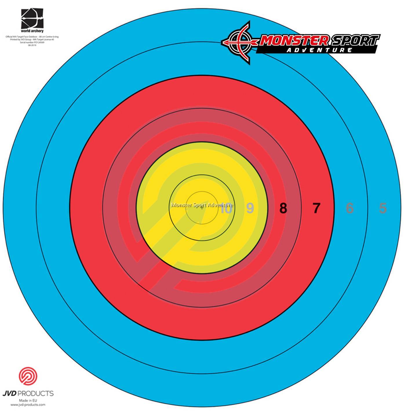 jvd archery target face 80cm 6rings world archery
