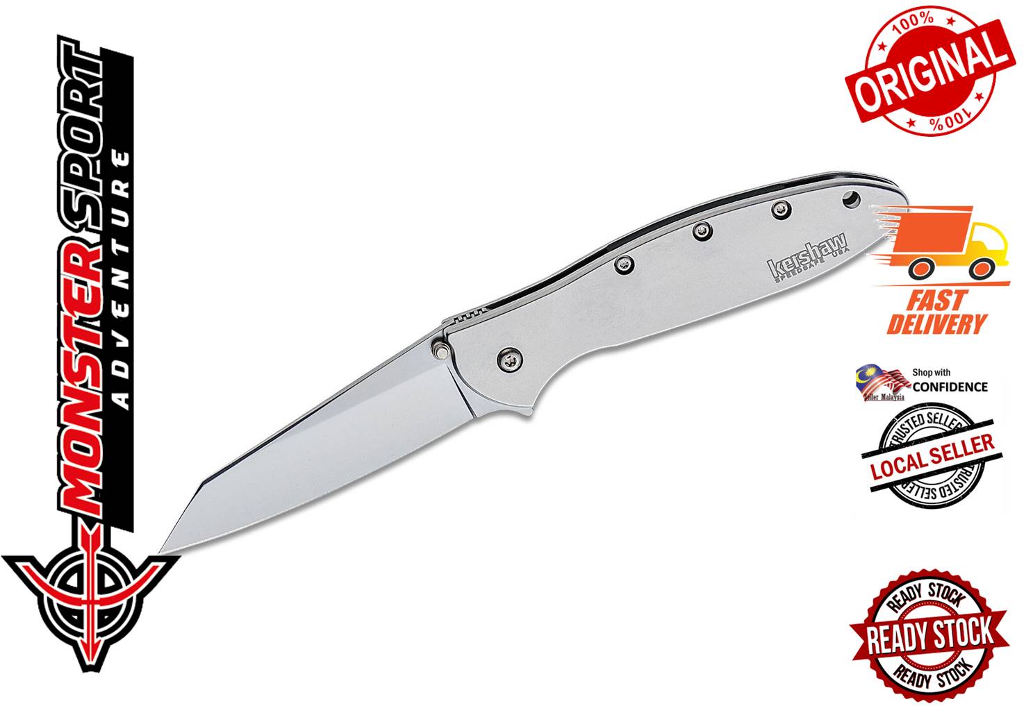 Kershaw 1660R Random Leek Assisted Flipper Knife Reverse Tanto Blade