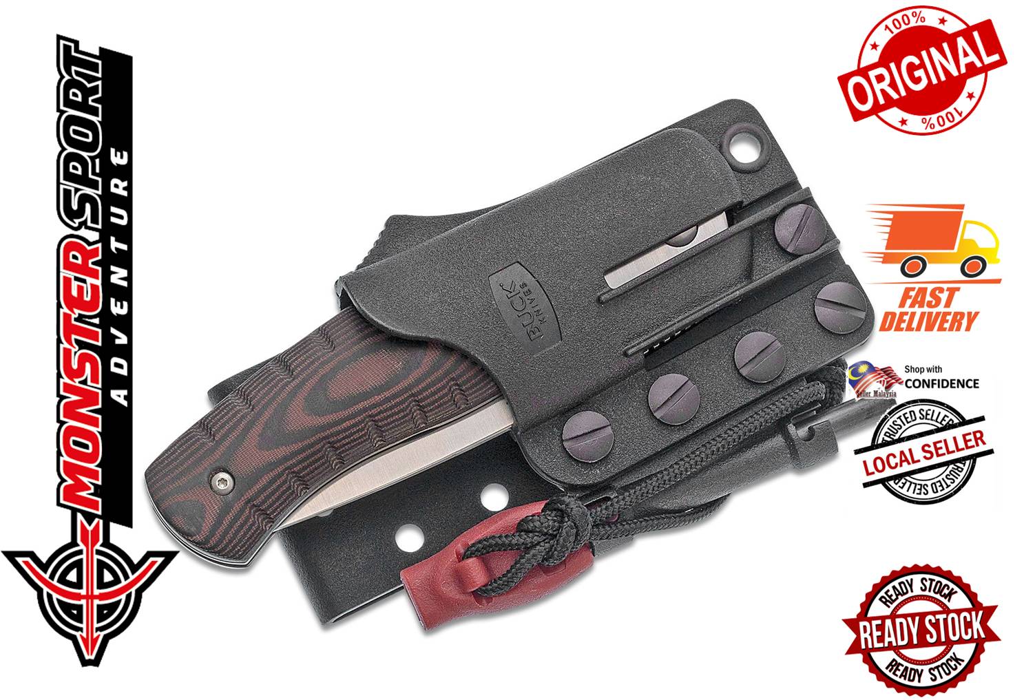 Buck 836 Selkirk Survival Folder 420HC Plain Blade Brown Micarta Handles