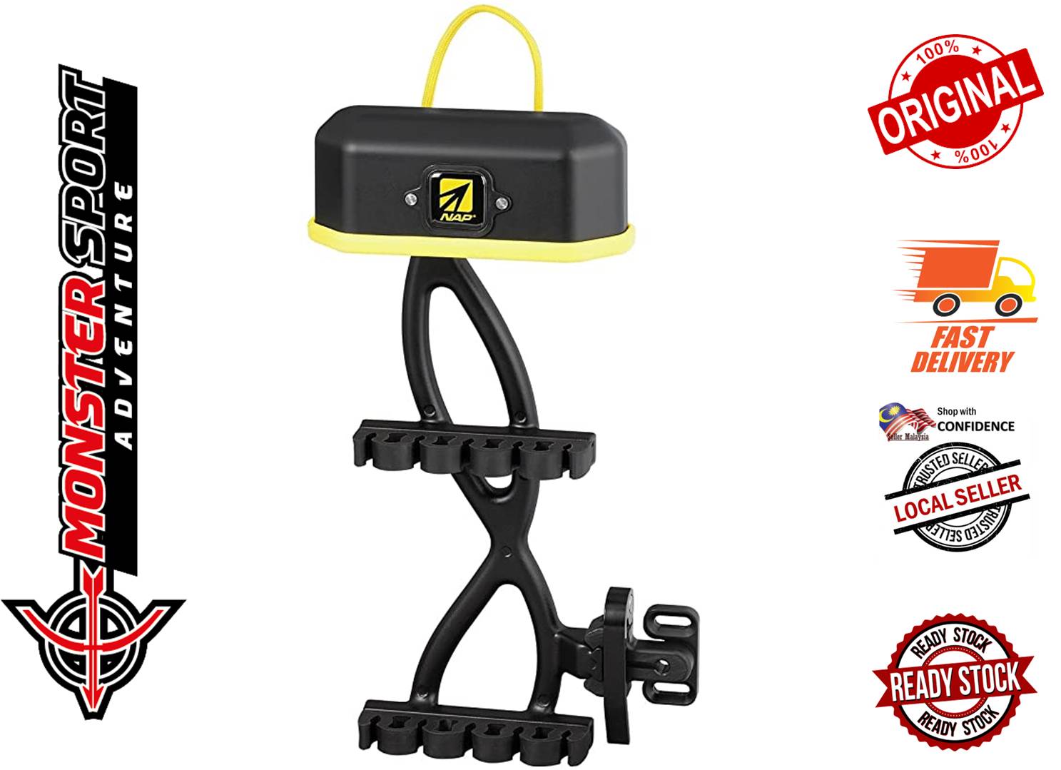 NAP Bow Quiver Apache Tribal Double Gripper Bow Mounted Quiver for 5 Arrows