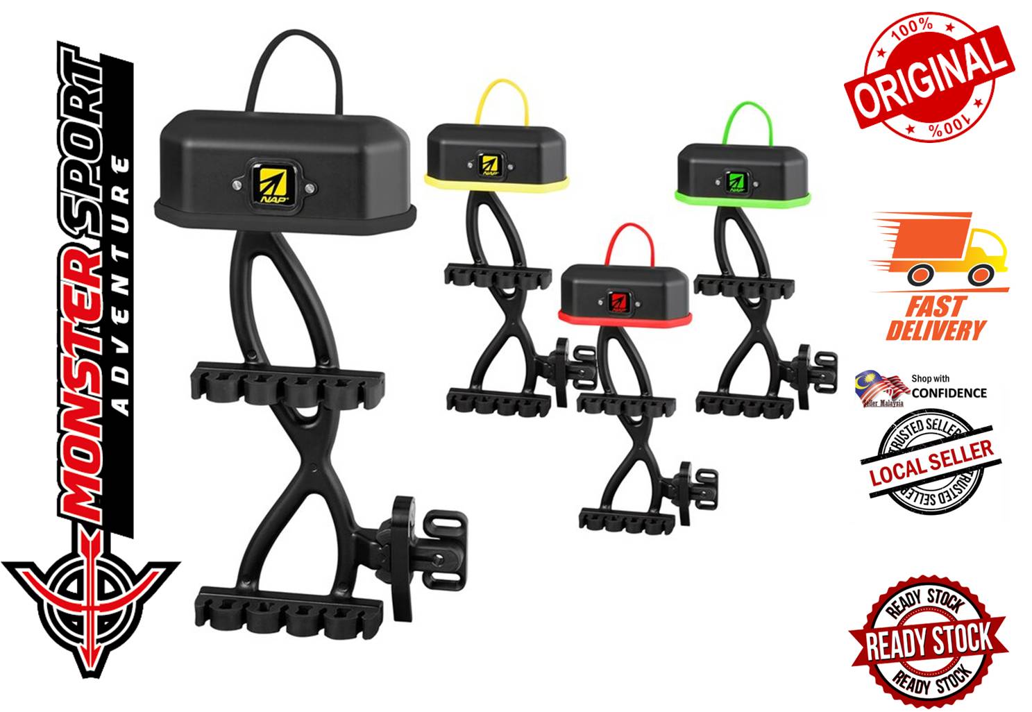 NAP Bow Quiver Apache Tribal Double Gripper Bow Mounted Quiver for 5 Arrows