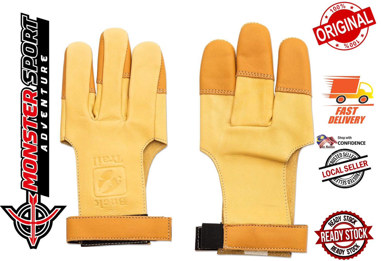 Buck Trail Archery 3 Fingers Shooting Gloves Origin Full Palm Leather