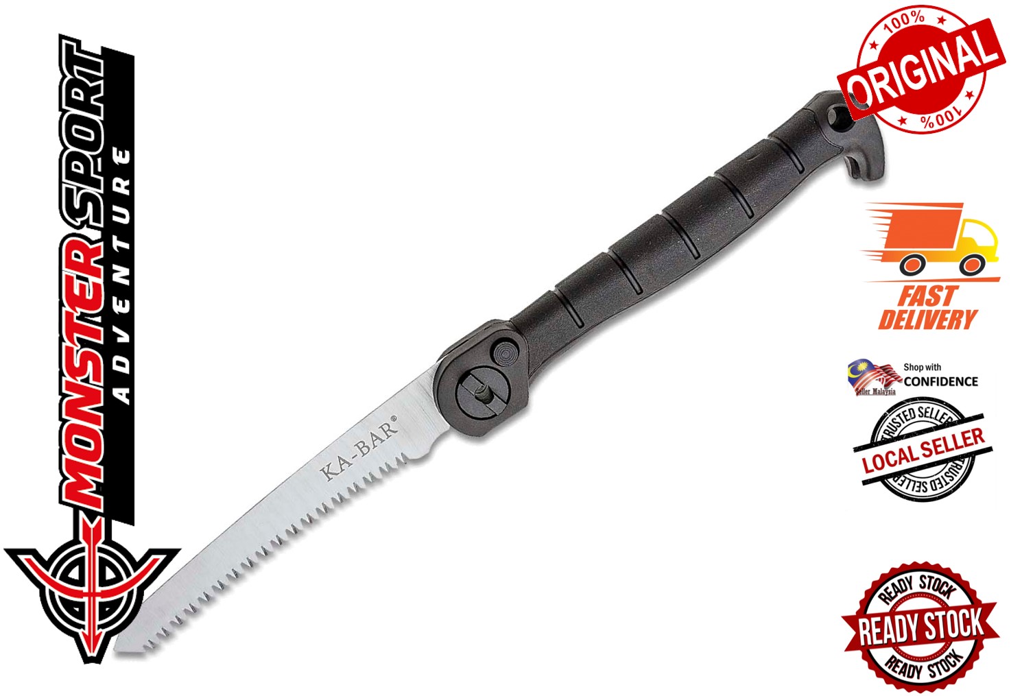KA-BAR 1274 Folding Saw 9.45" 65Mn Satin Serrated Blade, Nylon/Fiberglass Handle with TPR Overmold