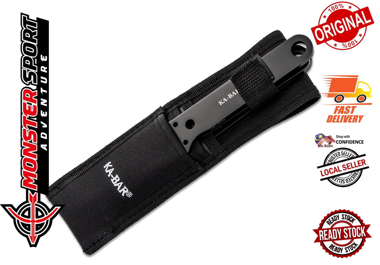 KA-BAR 1121 Thrower Knife 3-Piece Set, 9.375" Overall, Black Coated 3Cr13 Stainless Steel, Polyester Sheath