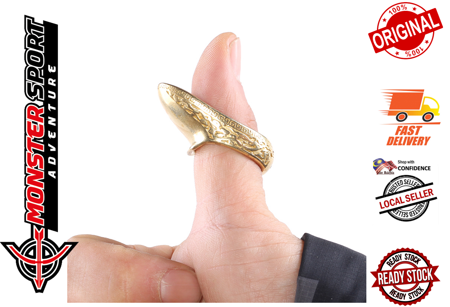 Linkboy Archery Traditional Bow Finger Protector Thumb Guard Brass Thumb Ring