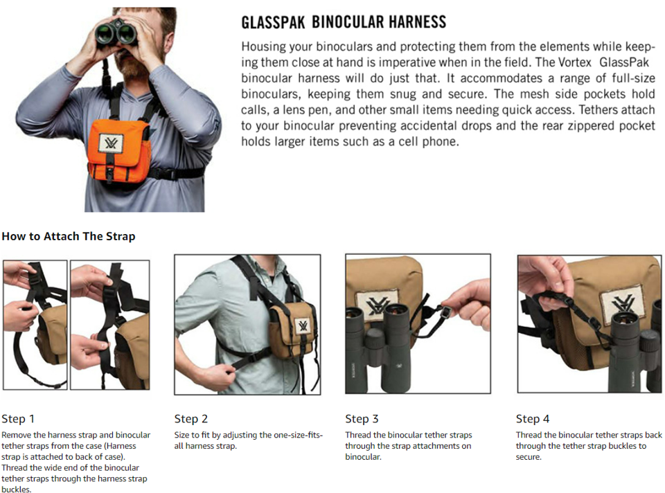 Vortex Optics Archery Glasspak Binocular Harness Hunting