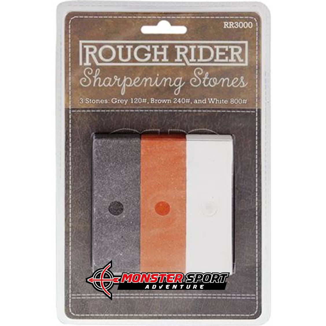 Rough Rider 3000 3pc Sharpening Stone Gray, Brown and White Set
