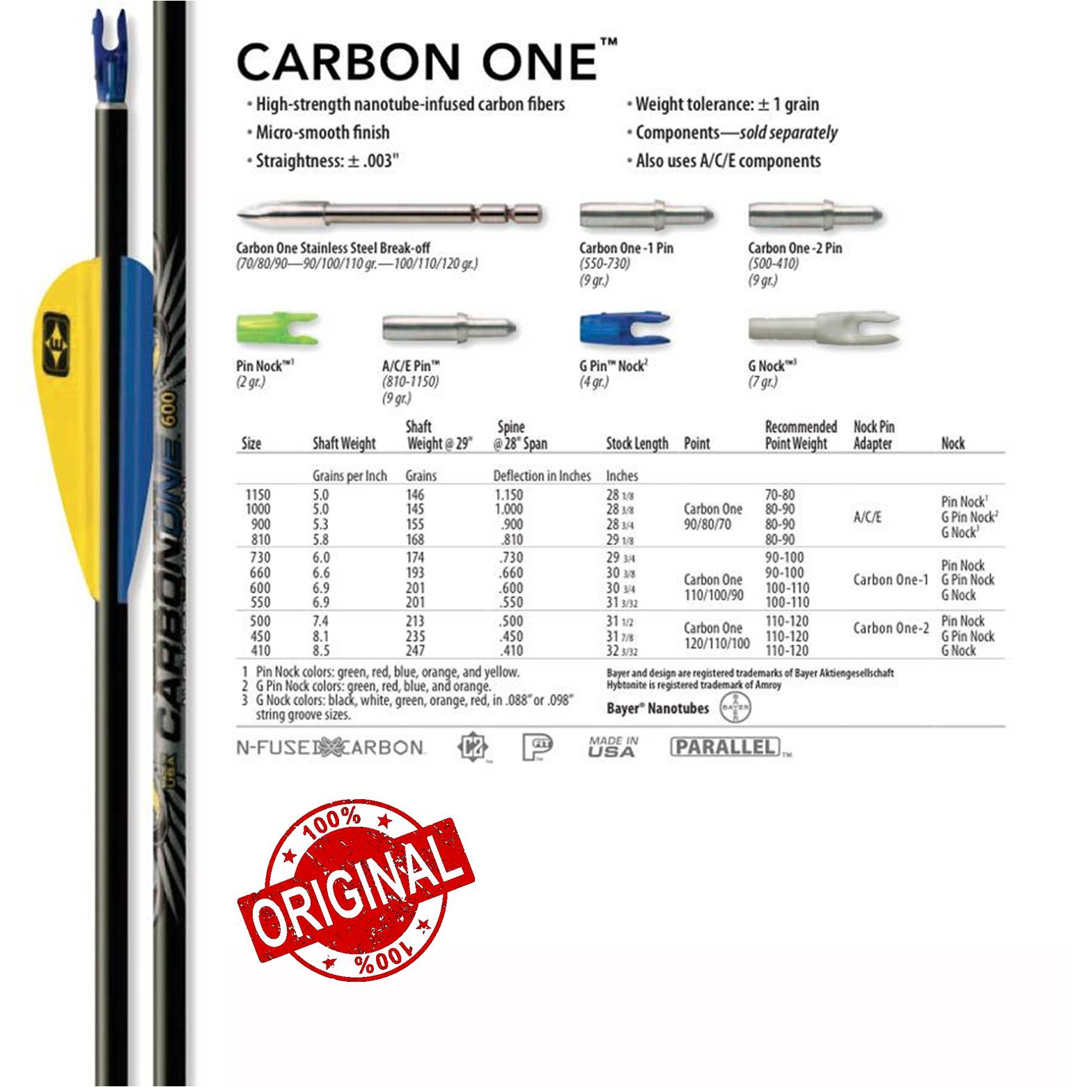 Easton Archery Arrow Target Shaft Carbon One 12 Pcs